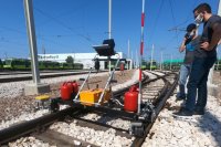Ultrasonic double rail flaw detector UDS2-73 on rails, training in Turkey, summer 2020