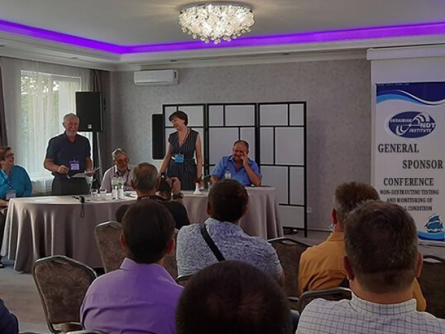 Т. Lutsenko, Director General OKOndt GROUP, welcomes the Nondestructive Testing and Monitoring of Technical Condition — 2020 Conference participants