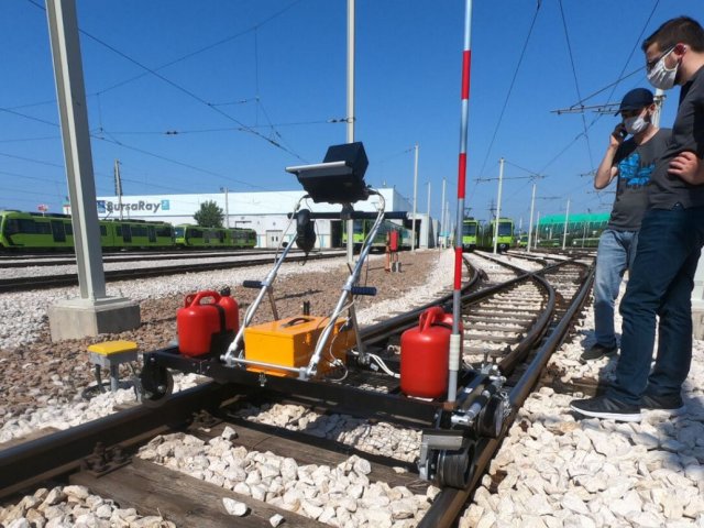 Ultrasonic double rail flaw detector UDS2-73 on rails, training in Turkey, summer 2020
