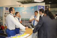 Communication with the visitors of the OKOndt Group's booth at the InnoTrans-2018 Exhibition