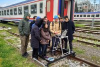 Practical demonstration of work of the rail eddy current flaw detector ETS2-77