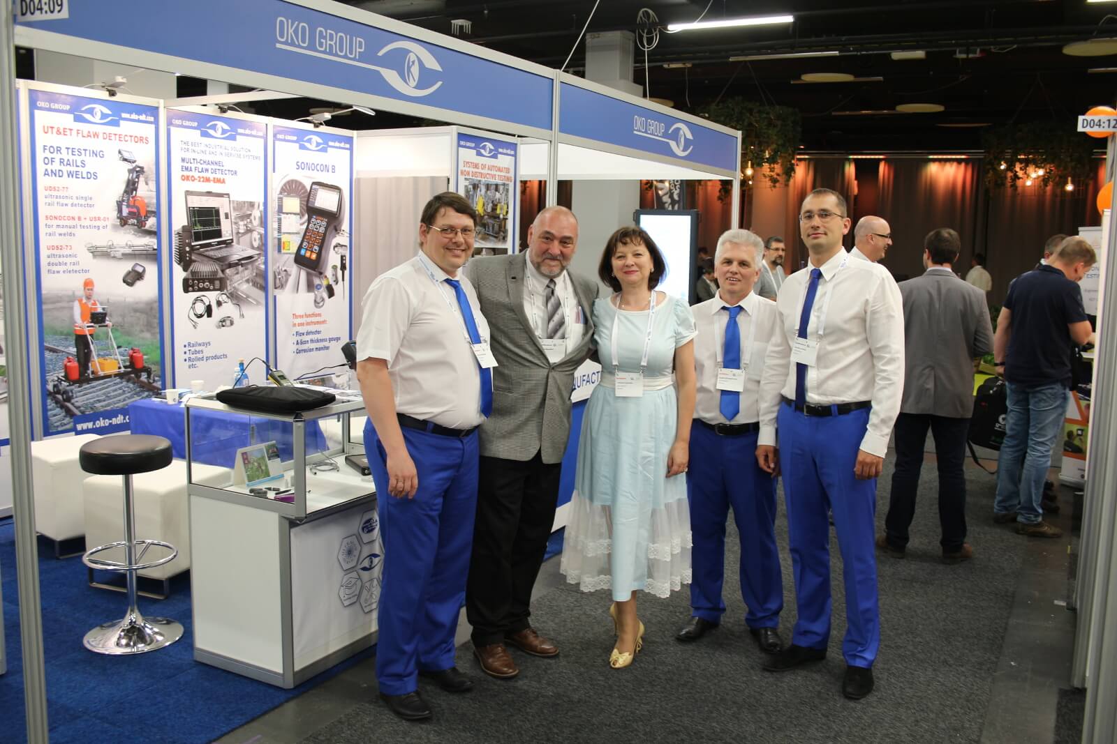 OKOndt GROUP team with David Mandina at the company's booth during the European conference of NDT 2018 (ECNDT) 