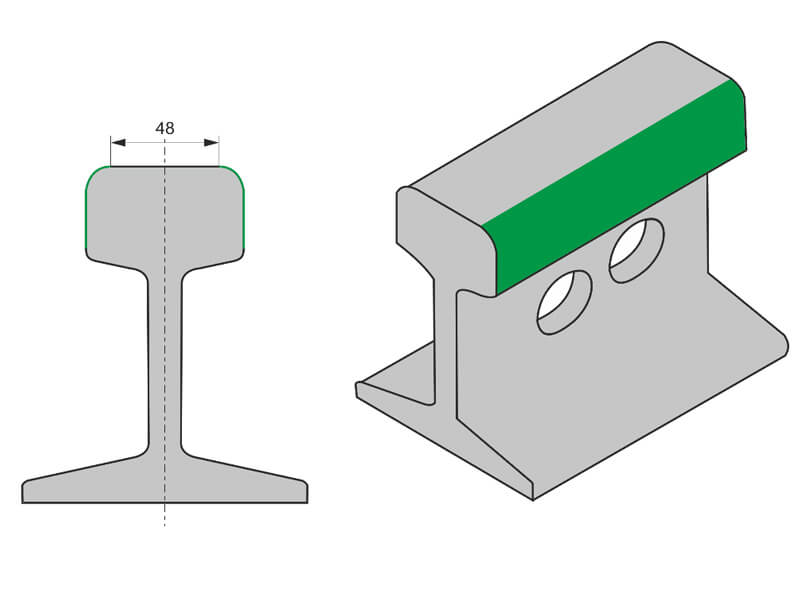 Scanner for radial transitions and rail lateral faces testing 