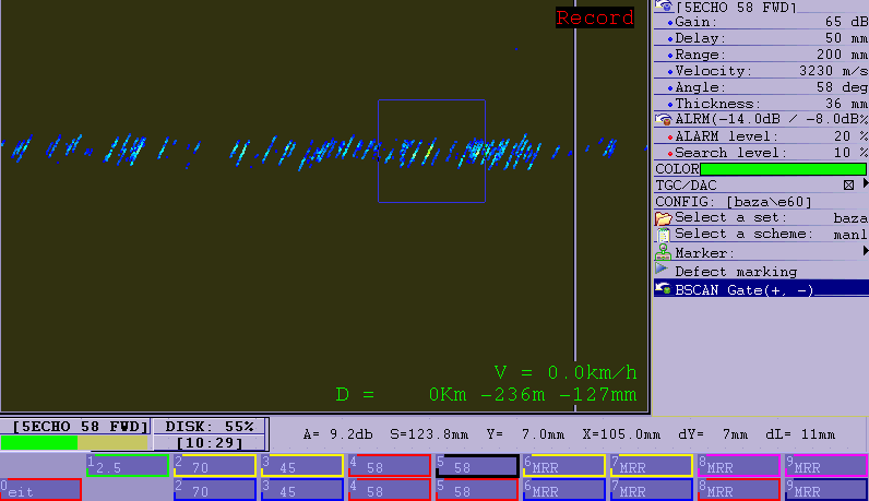 Head checking type defects display on B-Scan