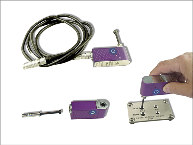 Rotating bolthole scanner with eddy current testing probe, made by OKOndt GROUP