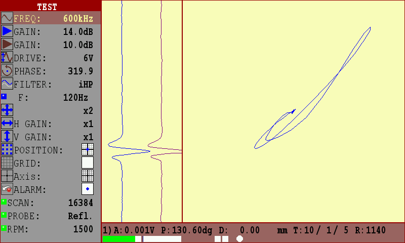 Eddy-current flaw detector Eddycon C Different modes of full-screen presentation